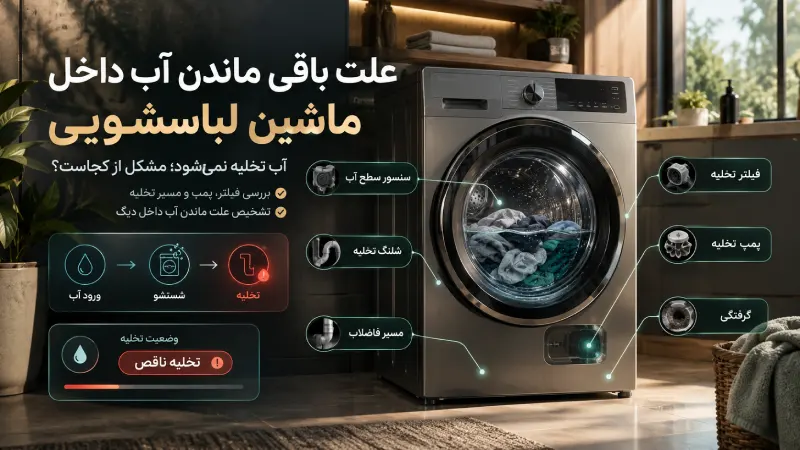 علت باقی ماندن آب داخل ماشین لباسشویی